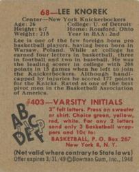 Lee Knorek  basketball card collectible - Main Image 2
