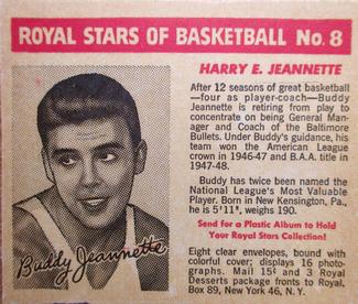 Buddy Jeannette  basketball card collectible - Main Image 1
