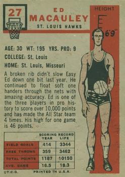 Ed Macauley  basketball card collectible - Main Image 2