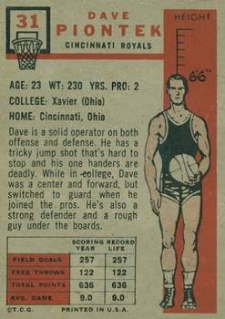 Dave Piontek  basketball card collectible - Main Image 2