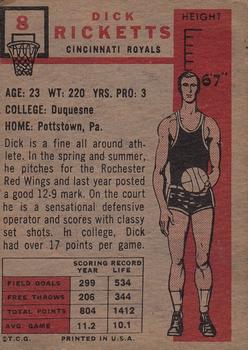 Dick Ricketts  basketball card collectible - Main Image 2
