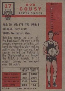 Bob Cousy  basketball card collectible - Main Image 2