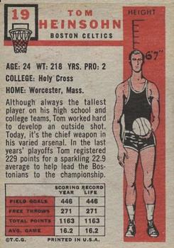 Tom Heinsohn  basketball card collectible - Main Image 2