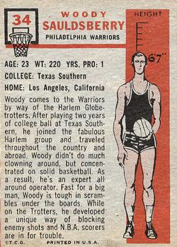Woody Sauldsberry  basketball card collectible - Main Image 2