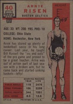 Arnie Risen  basketball card collectible - Main Image 2