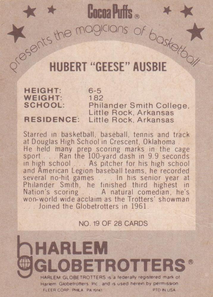 Geese Ausbie  basketball card collectible - Main Image 2