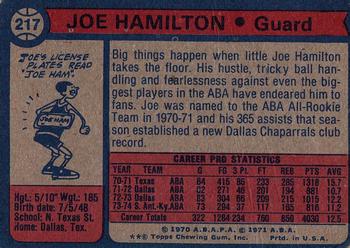 Joe Hamilton  basketball card collectible - Main Image 2
