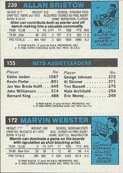 Marvin Webster / Eddie Jordan / Allan Bristow  basketball card collectible - Main Image 2