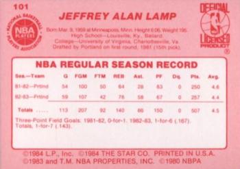Jeff Lamp  basketball card collectible - Main Image 2