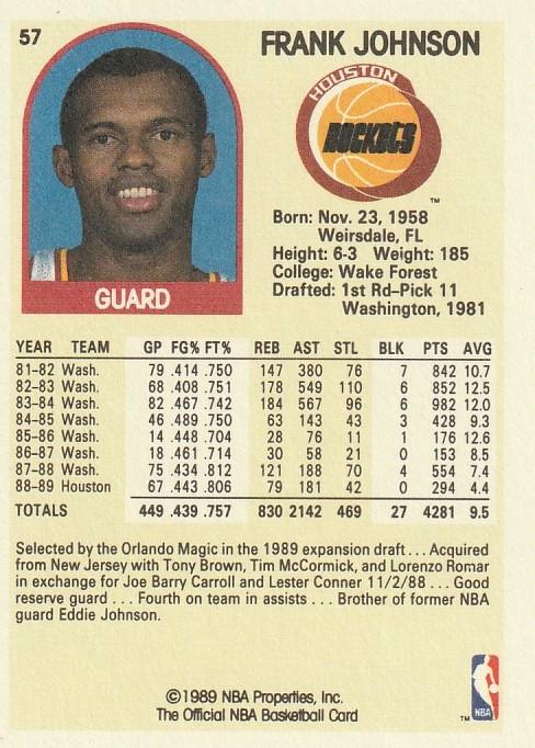 Frank Johnson  basketball card collectible - Main Image 2