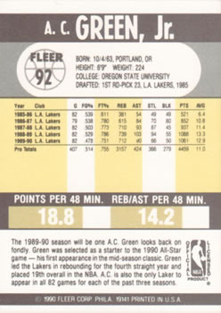A.C. Green  basketball card collectible - Main Image 2