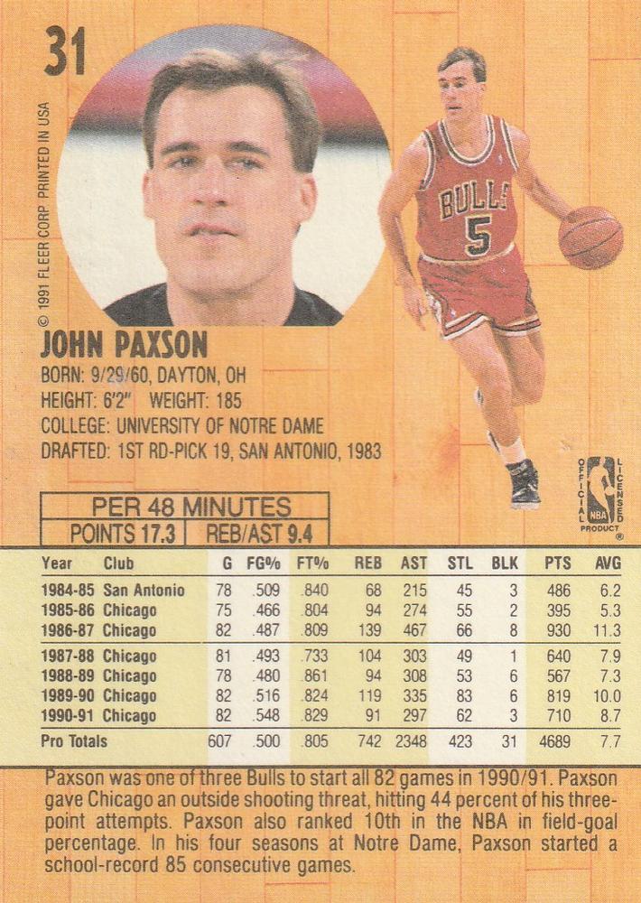 John Paxson  basketball card collectible - Main Image 2