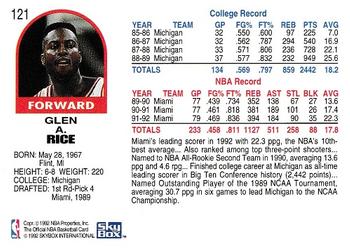 Glen Rice  basketball card collectible - Main Image 2