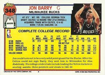 Jon Barry  basketball card collectible - Main Image 2