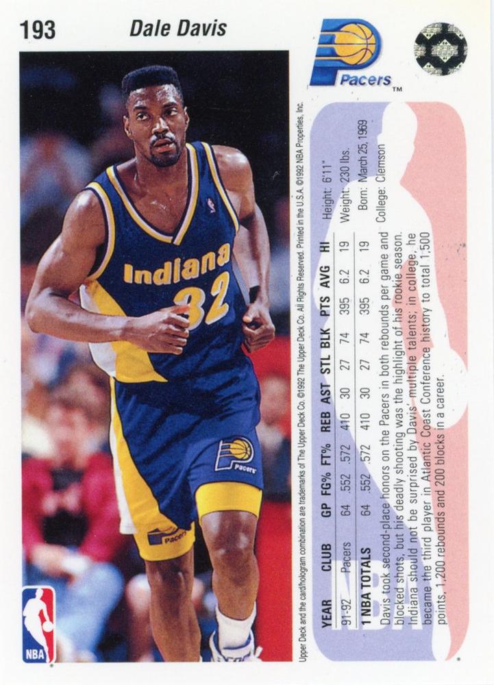 Dale Davis  basketball card collectible - Main Image 2
