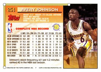 Avery Johnson  basketball card collectible - Main Image 2