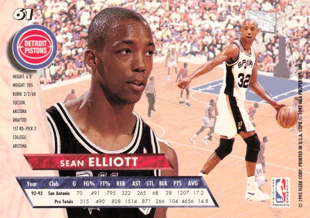 Sean Elliott  basketball card collectible - Main Image 2