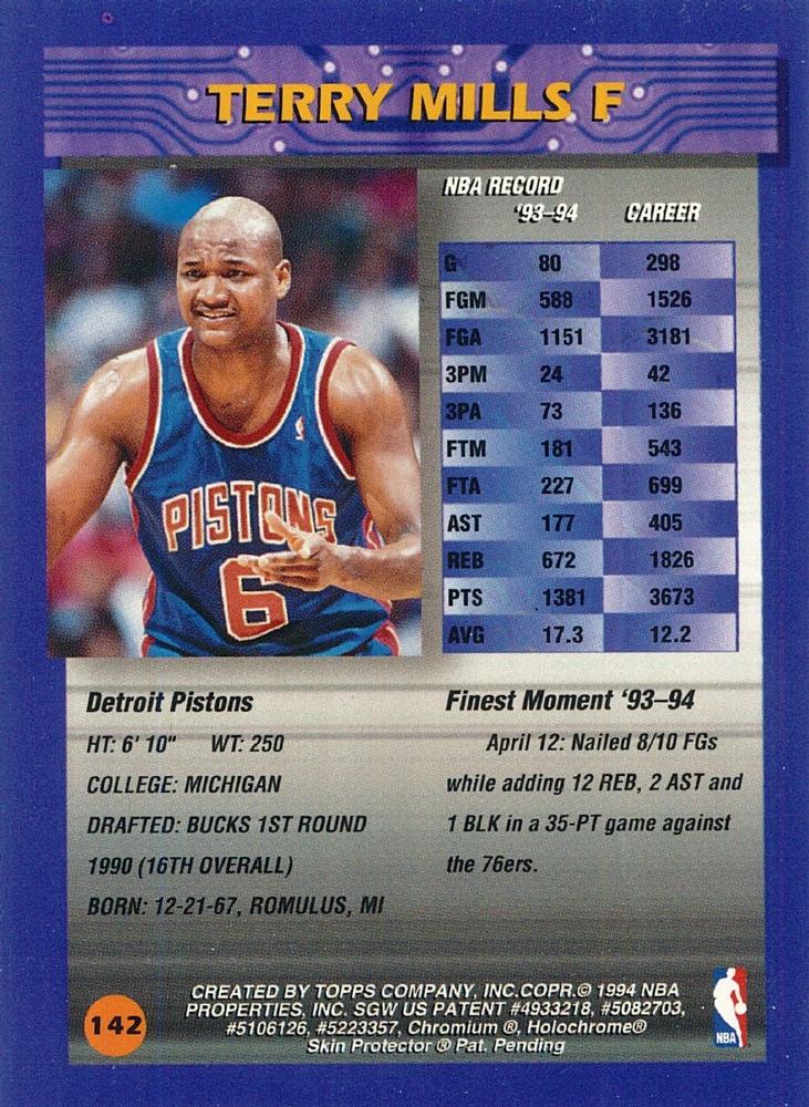 Terry Mills  basketball card collectible - Main Image 2
