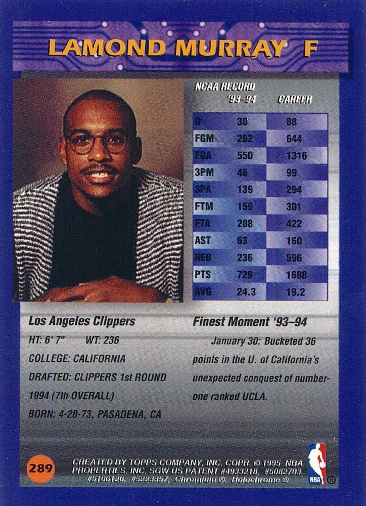 Lamond Murray  basketball card collectible - Main Image 2