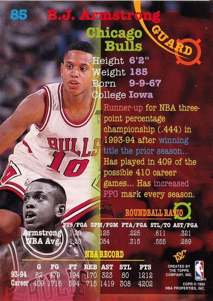 B.J. Armstrong  basketball card collectible - Main Image 2