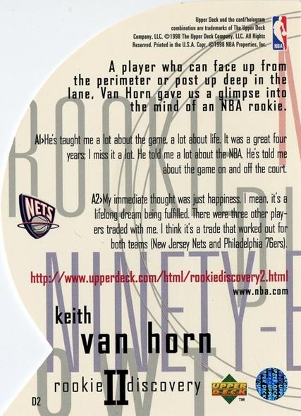 Keith Van Horn  basketball card collectible - Main Image 2