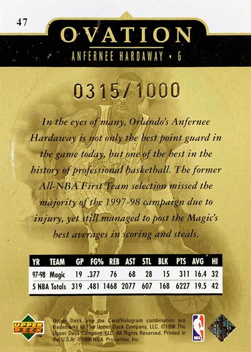 Anfernee Hardaway  basketball card collectible - Main Image 2