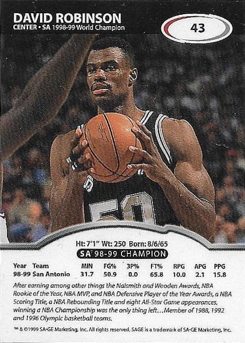 David Robinson  basketball card collectible - Main Image 2