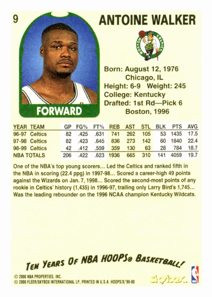 Antoine Walker  basketball card collectible - Main Image 2