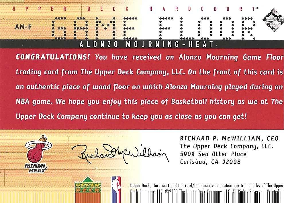 Alonzo Mourning basketball card collectible - Main Image 2