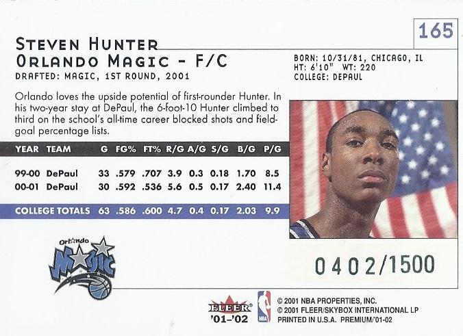 Steven Hunter  basketball card collectible - Main Image 2