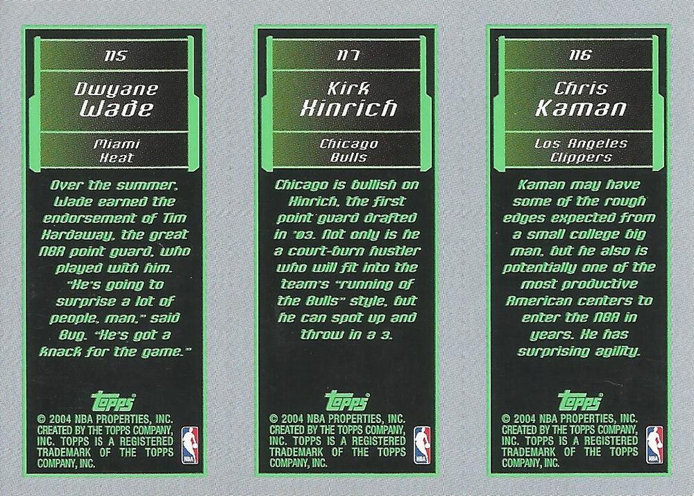 Chris Kaman / Kirk Hinrich / Dwyane Wade  basketball card collectible - Main Image 2