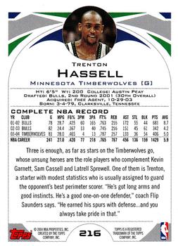 Trenton Hassell  basketball card collectible - Main Image 2