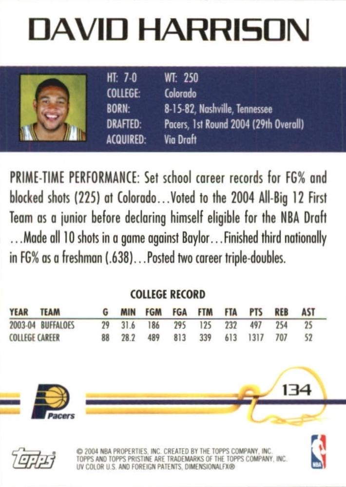 David Harrison  basketball card collectible - Main Image 2