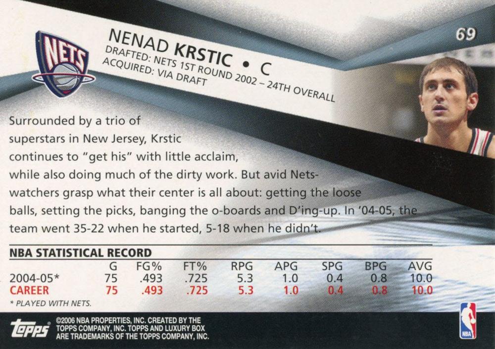 Nenad Krstic  basketball card collectible - Main Image 2