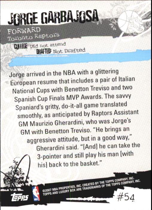 Jorge Garbajosa  basketball card collectible - Main Image 2