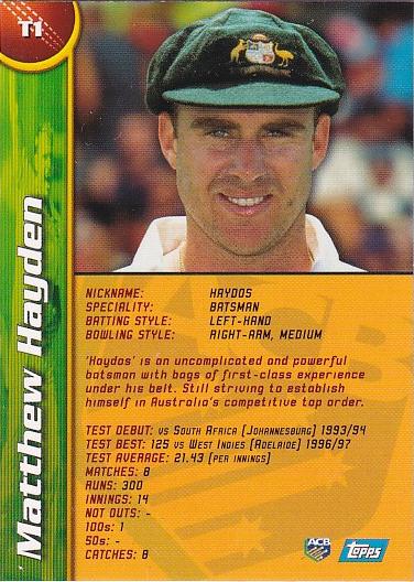 Matthew Hayden  cricket card collectible - Main Image 2