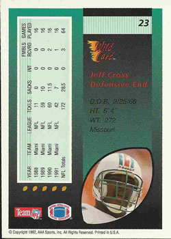 Jeff Cross  football card collectible - Main Image 2