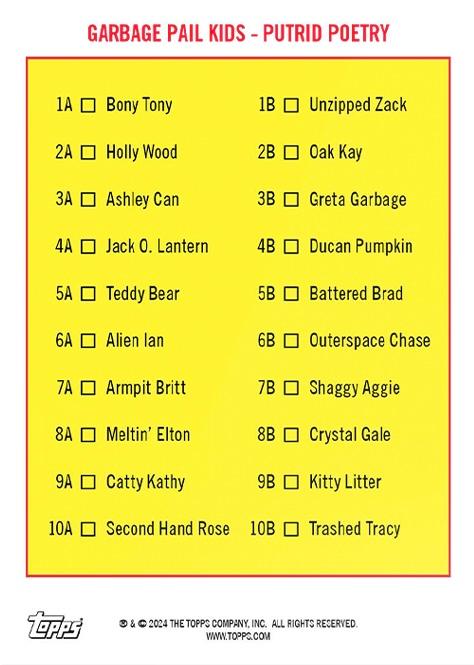 Checklist  gpk card collectible - Main Image 2