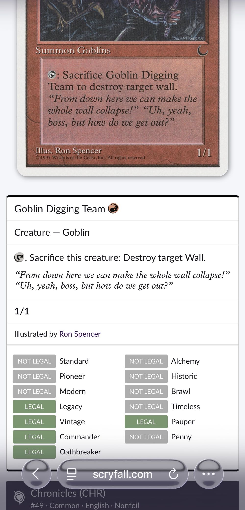 Goblin Digging Team  magic card collectible - Main Image 2