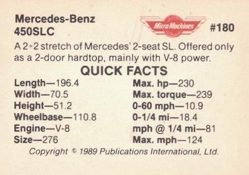 Mercedes-Benz 450SLC  other card collectible - Main Image 2