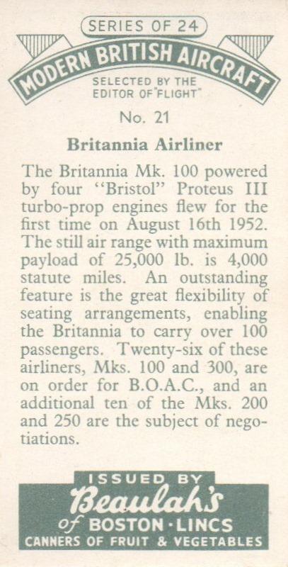 Britannia Airliner  other card collectible - Main Image 2