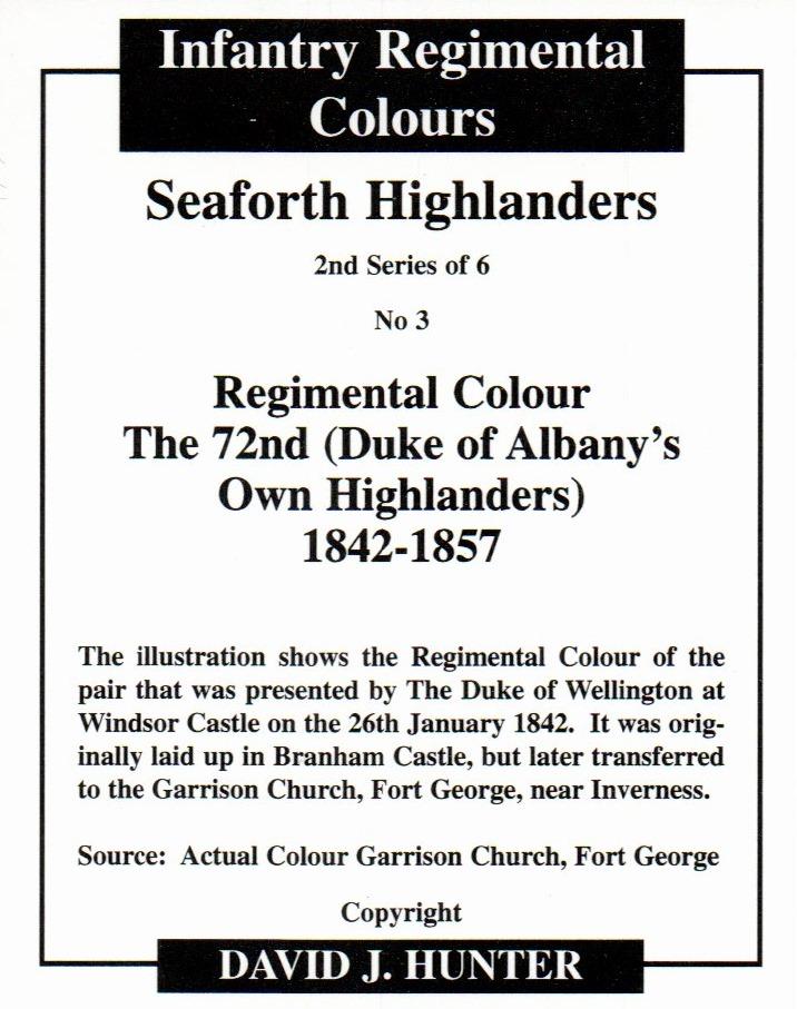 Regimental Colour The 2/72nd (Duke of Albany’s Own Highlanders) 1842-1857  other card collectible - Main Image 2