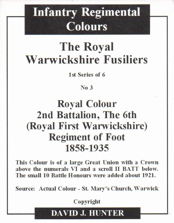 Royal Colour 2nd Battalion The 6th (Royal First Warwickshire) Regiment of Foot 1858-1935  other card collectible - Main Image 2