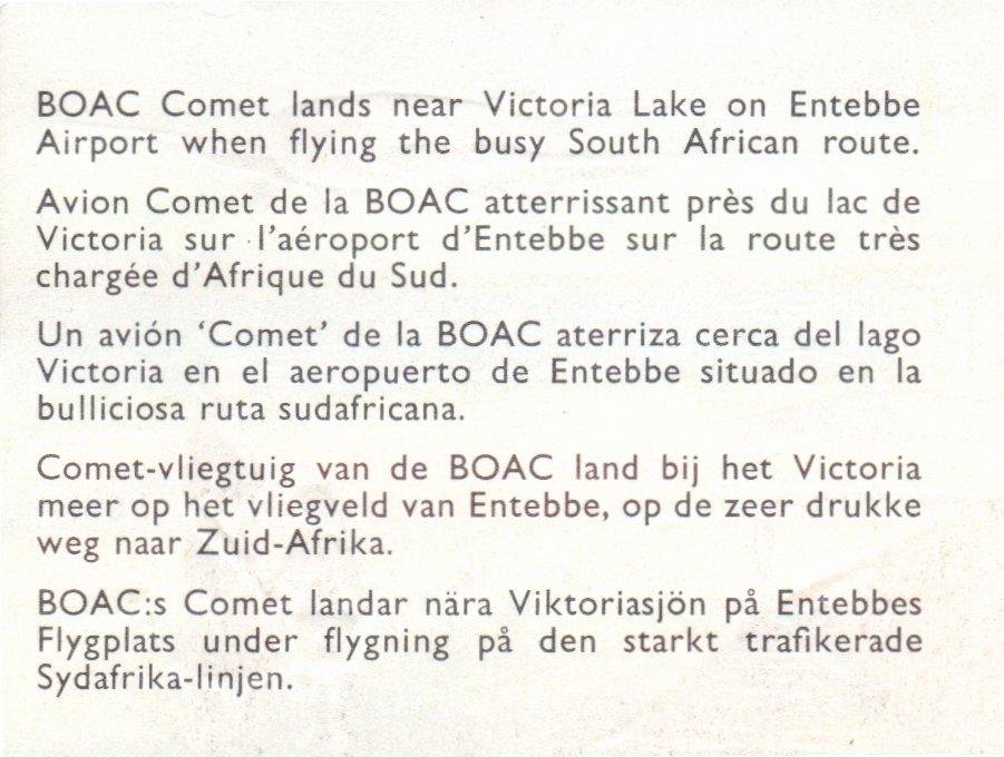 BOAC Comet lands near Victoria Lake on Entebbe Airport when flying the busy South African route  other card collectible - Main Image 2