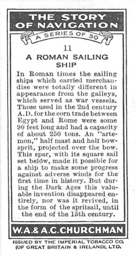 A Roman Sailing Ship  other card collectible - Main Image 2