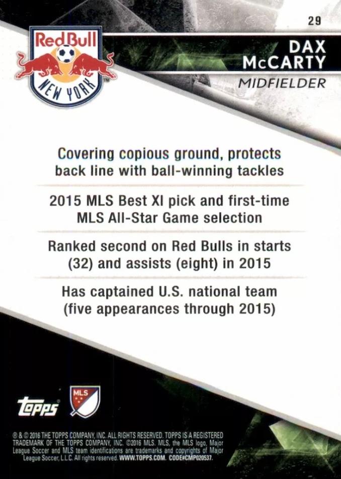 Dax McCarty  soccer card collectible - Main Image 2