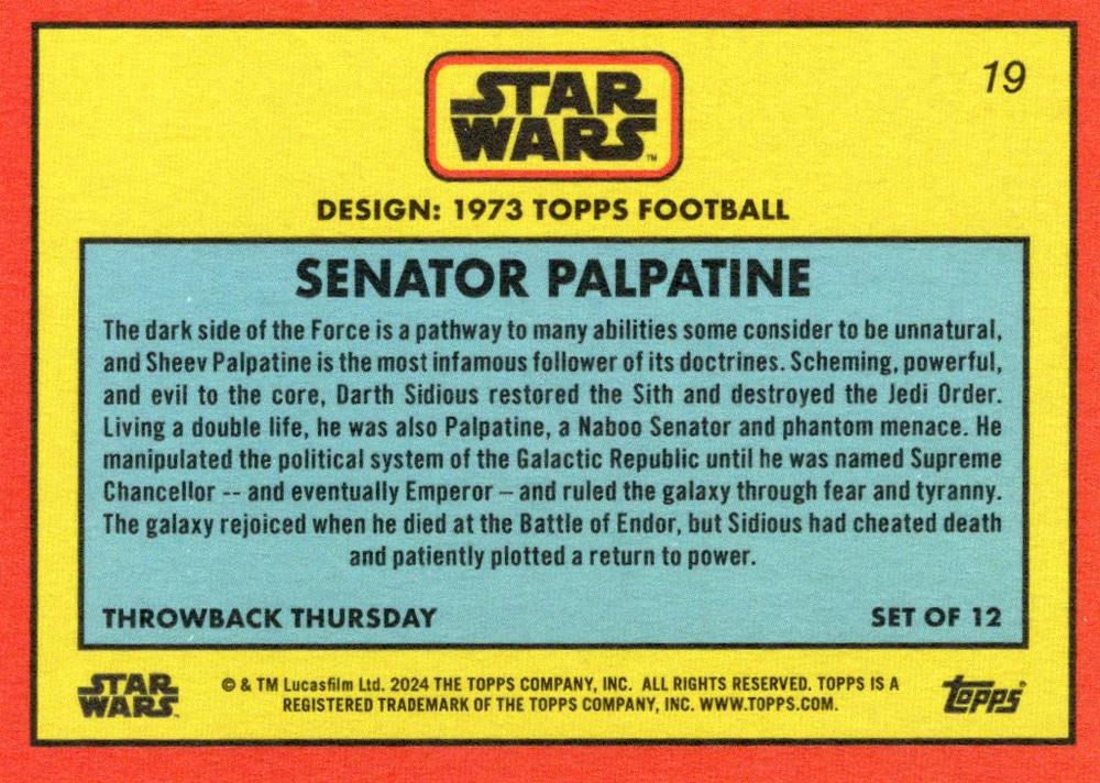 Senator Palpatine starwars card collectible - Main Image 2