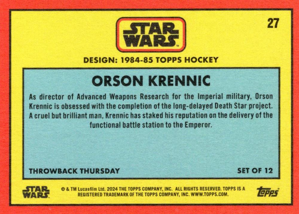 Orson Krennic starwars card collectible - Main Image 2