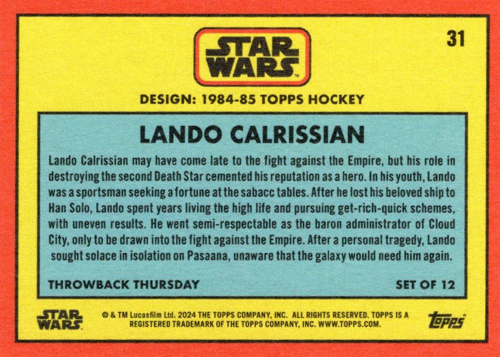 Lando Calrissian starwars card collectible - Main Image 2