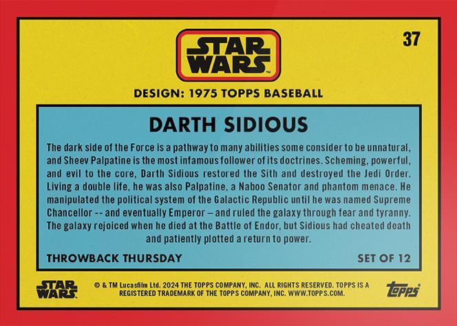 Darth Sidious starwars card collectible - Main Image 2